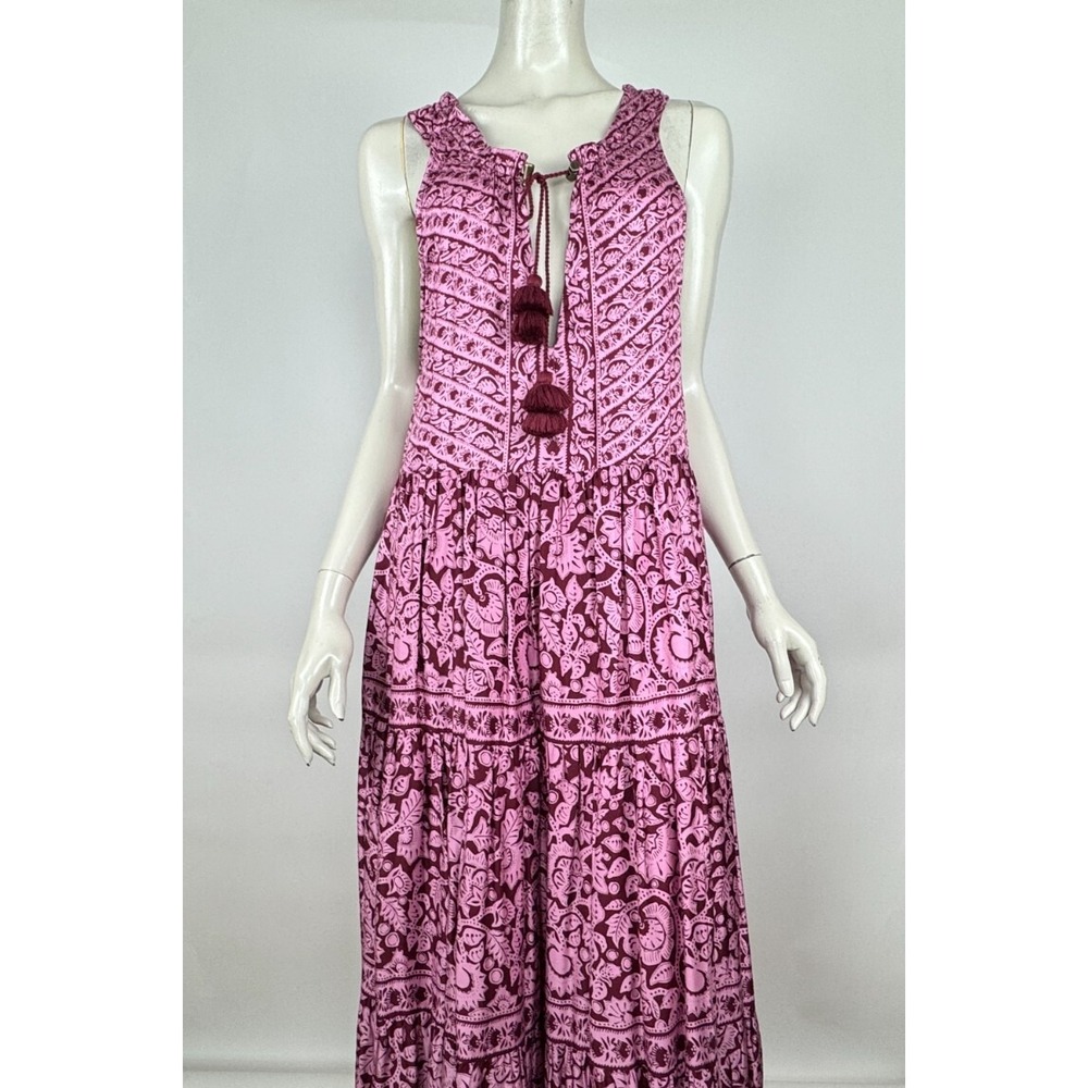 Omika Paola Maxi Dress Tanvi Berry Women M EUC Sleeveless Sun Bohemian Pockets - Picture 12 of 15